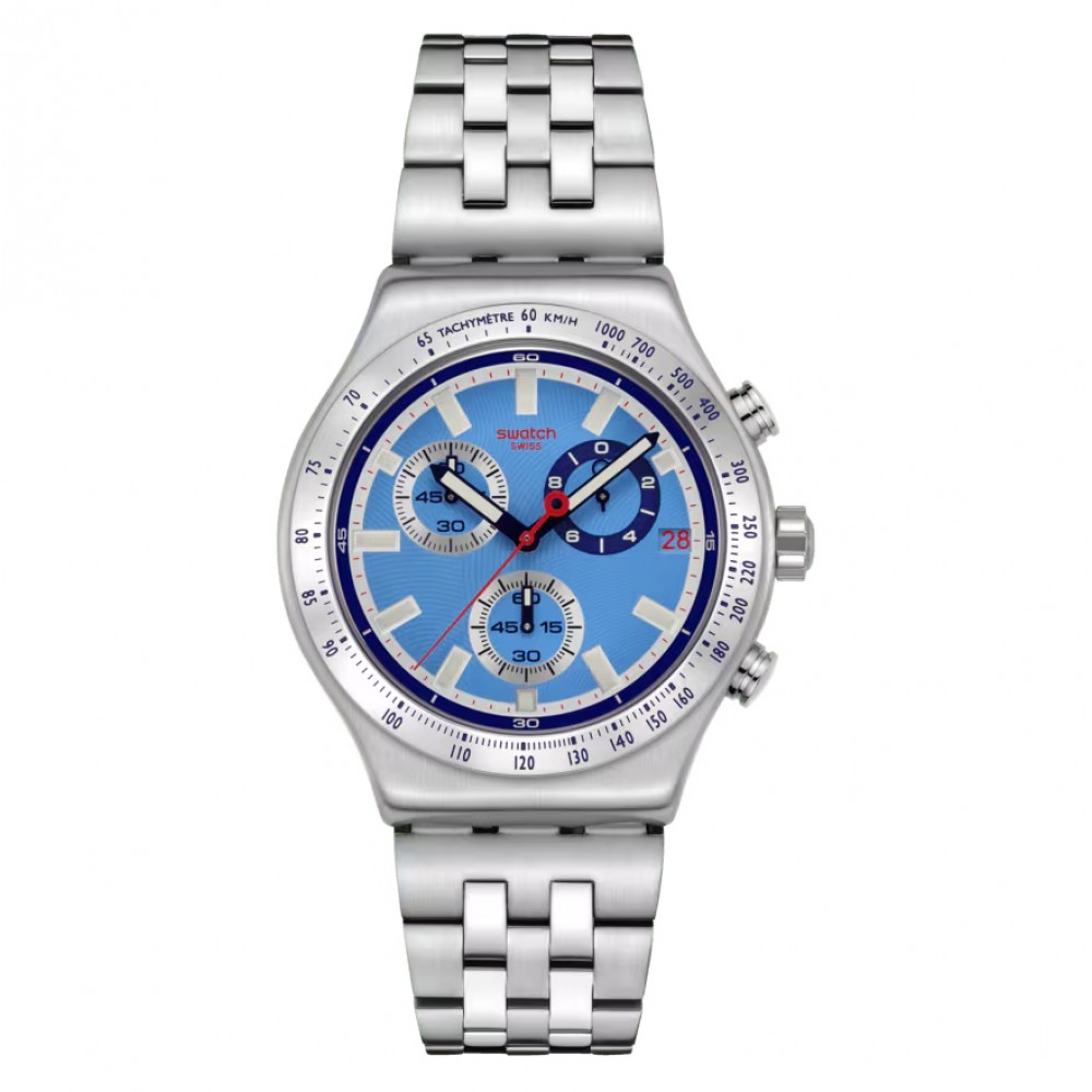SWATCH MIDDAY IN THE MIRROR Χρονογράφος Ρολόι Ασημί Ανοξείδωτο Ατσάλι μπρασελέ YVS541G