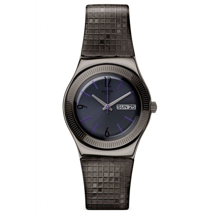SWATCH London smoke μαύρο δερμάτινο λουράκι YLM700