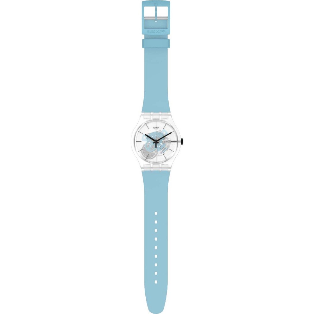 SWATCH BLUE DAZE Γυναικείο Ρολόι Μπλε Διάφανο Λουράκι Σιλικόνης Υλικό βιολογικής προέλευσης SO29K105