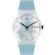 SWATCH BLUE DAZE Γυναικείο Ρολόι Μπλε Διάφανο Λουράκι Σιλικόνης Υλικό βιολογικής προέλευσης SO29K105