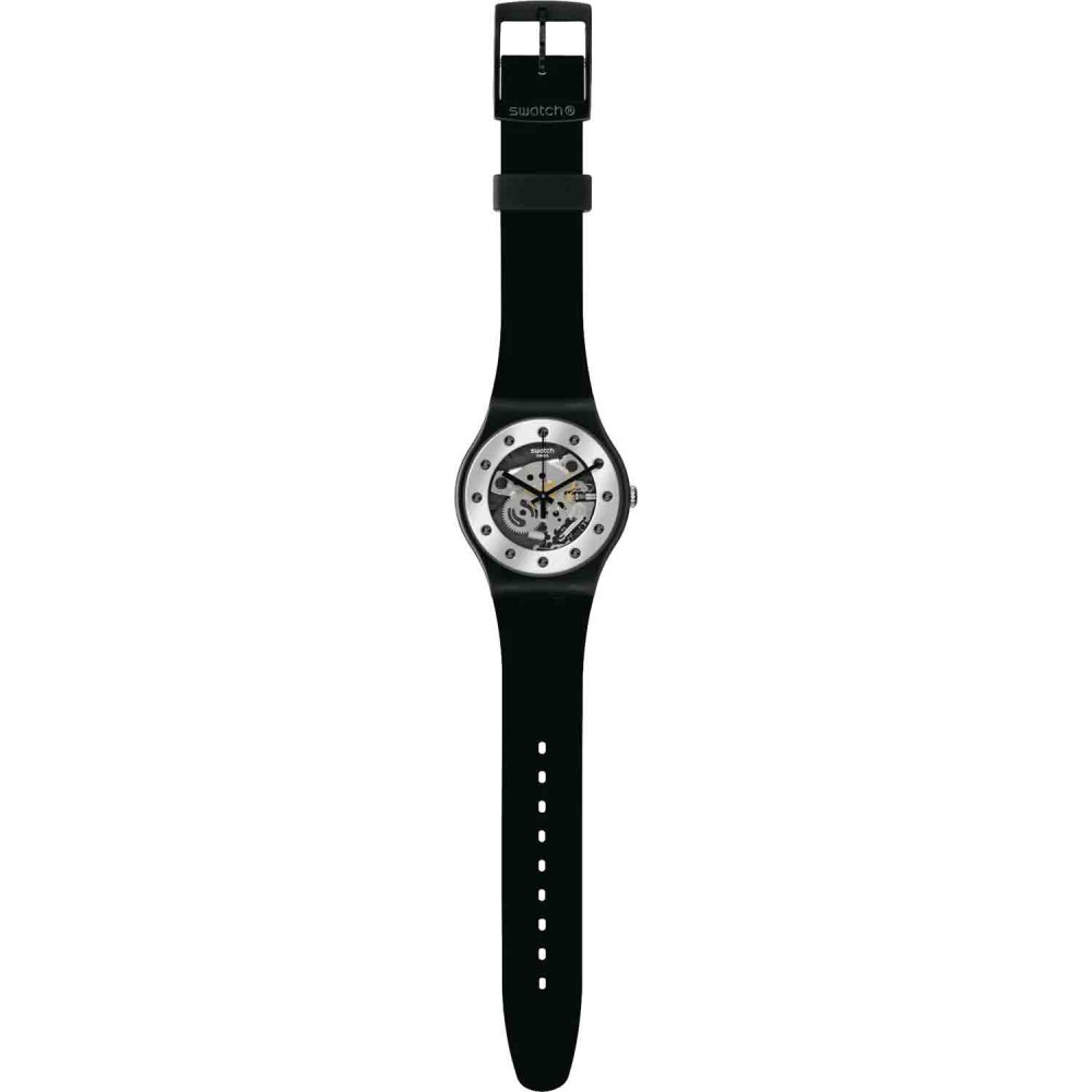 SWATCH SILVER GLAM Ρολόι Μαύρο λουράκι πλαστικό βιολογικής προέλευσης SO29B109