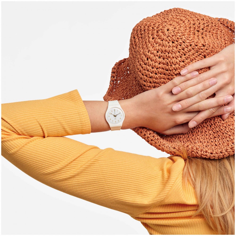 SWATCH WHITE BISHOP ΡΟΛΟΙ Λευκό Λουρί Πλαστικό βιολογικής προέλευσης SO28W106-S14