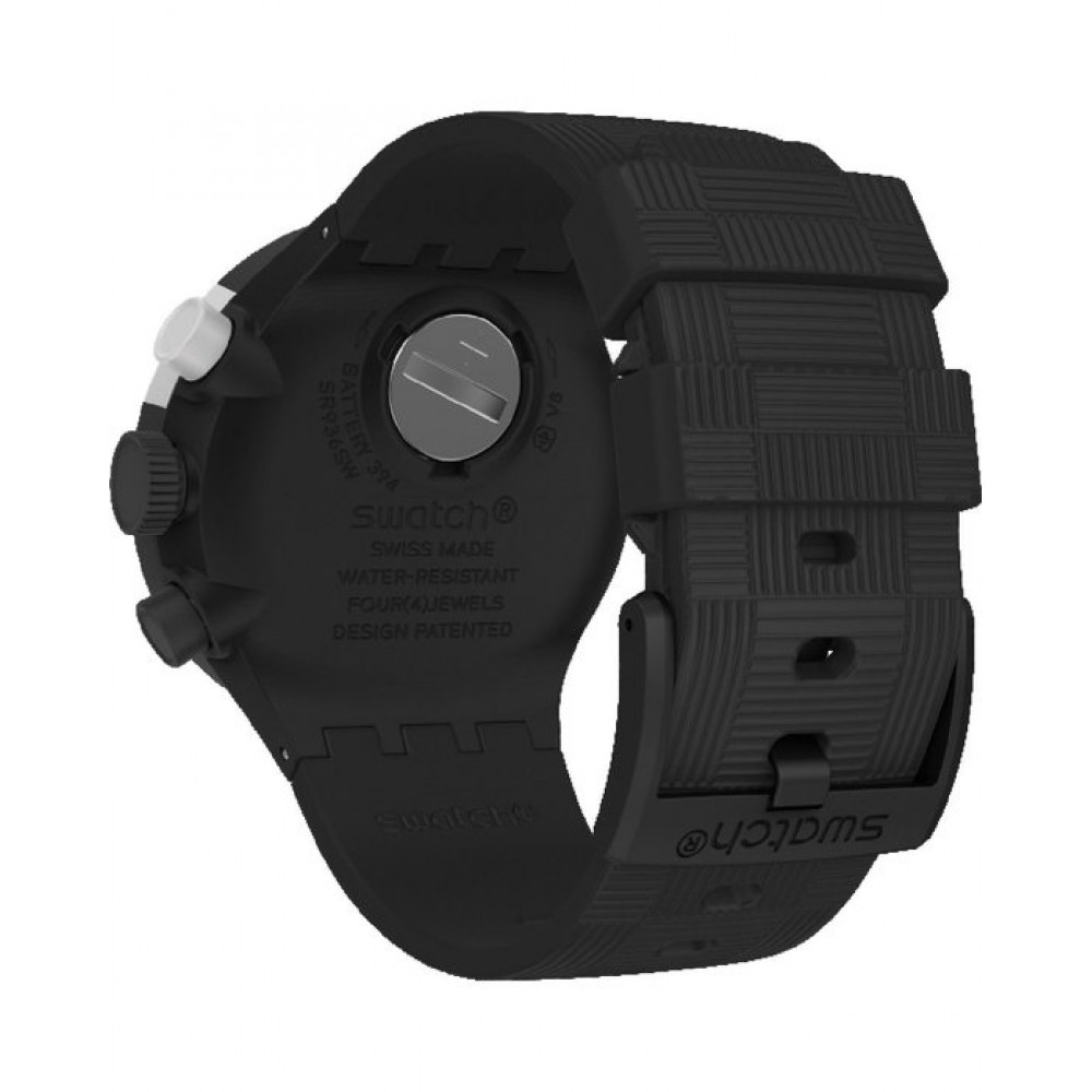 SWATCH CHEQUERED SILVER ΡΟΛΟΙ Χρονογράφος Unisex Μαύρο Λουράκι Σιλικόνης SB02B404