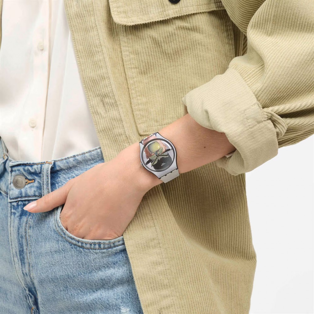 SWATCH LE FILS DE L'HOMME BY RENE MAGRITTE Ρολόι Unisex πολύχρωμο λουράκι σιλικόνης SUOZ350