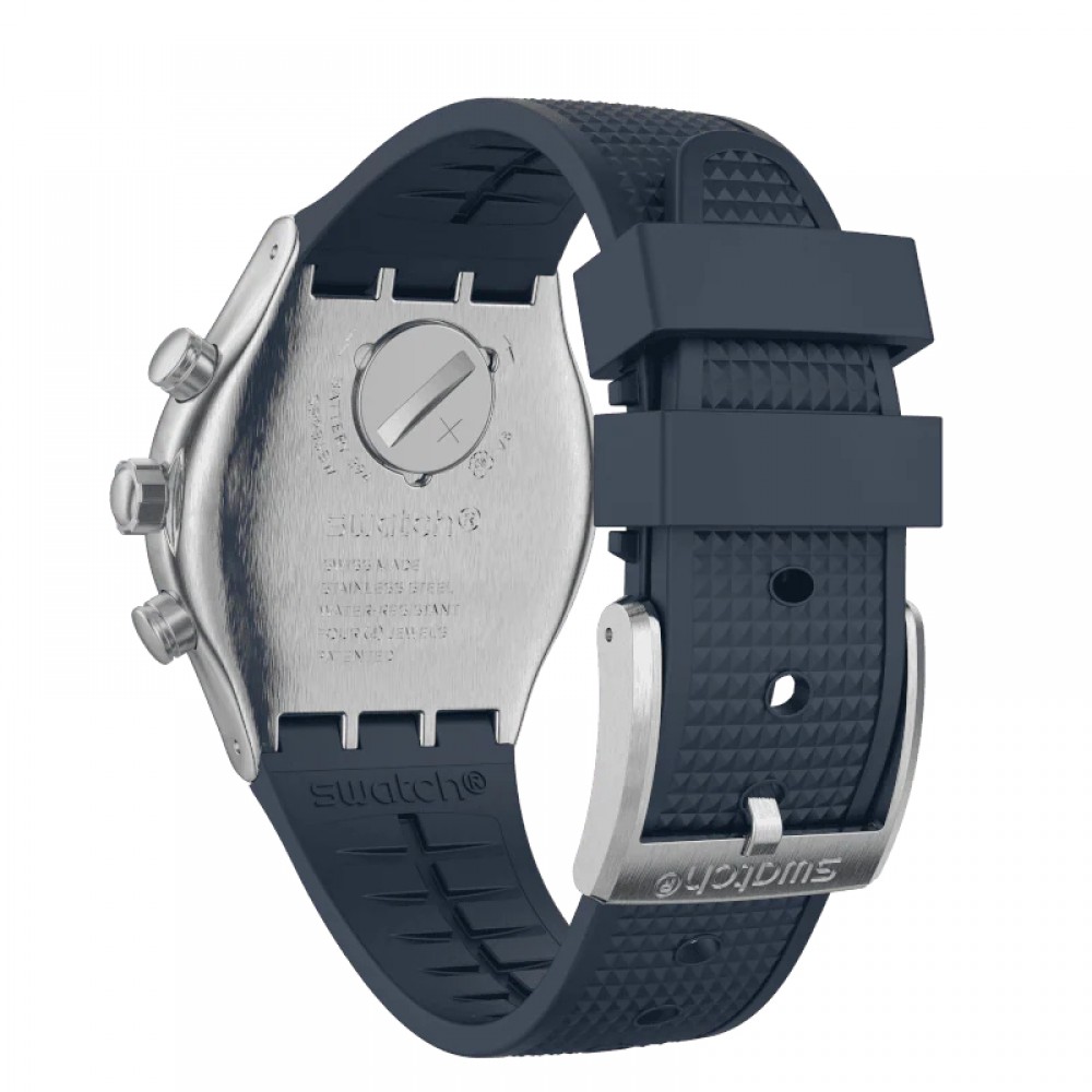 SWATCH BLUE GRID Unisex Ρολόι Μπλε Καουτσούκ Λουράκι YVS454