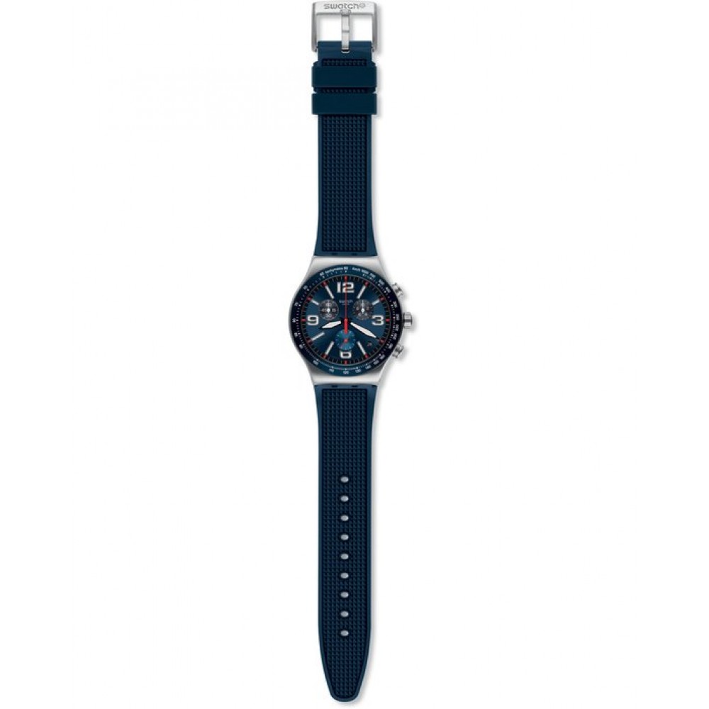 SWATCH BLUE GRID Unisex Ρολόι Μπλε Καουτσούκ Λουράκι YVS454