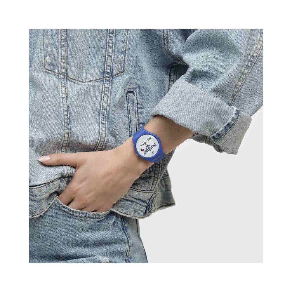 SWATCH ALL ABOUT DAD Unisex Watch Blue Silicone Strap SO29Z704