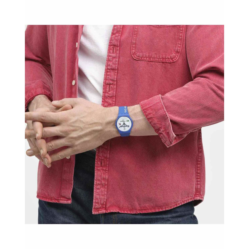 SWATCH ALL ABOUT DAD Unisex Watch Blue Silicone Strap SO29Z704