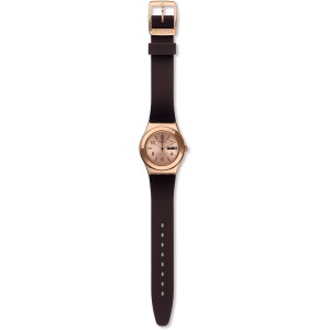 SWATCH BROWNEE Γυναικείο Ρολόι Καφέ Δερμάτινο Λούρακι YLG701