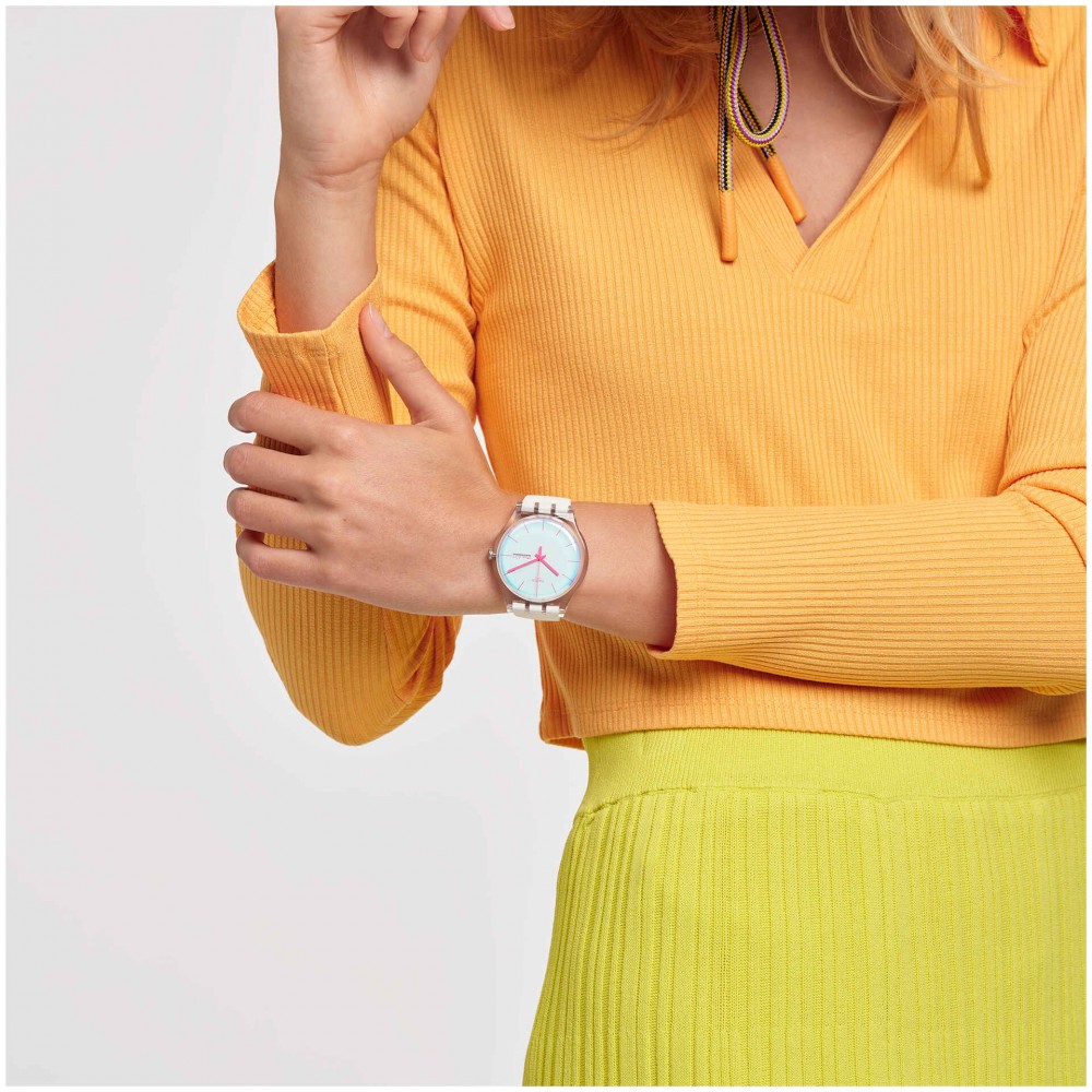 SWATCH POLAWHITE Unisex Ρολόι Λευκό  Λουράκι Σιλικόνης SO29K704-S14