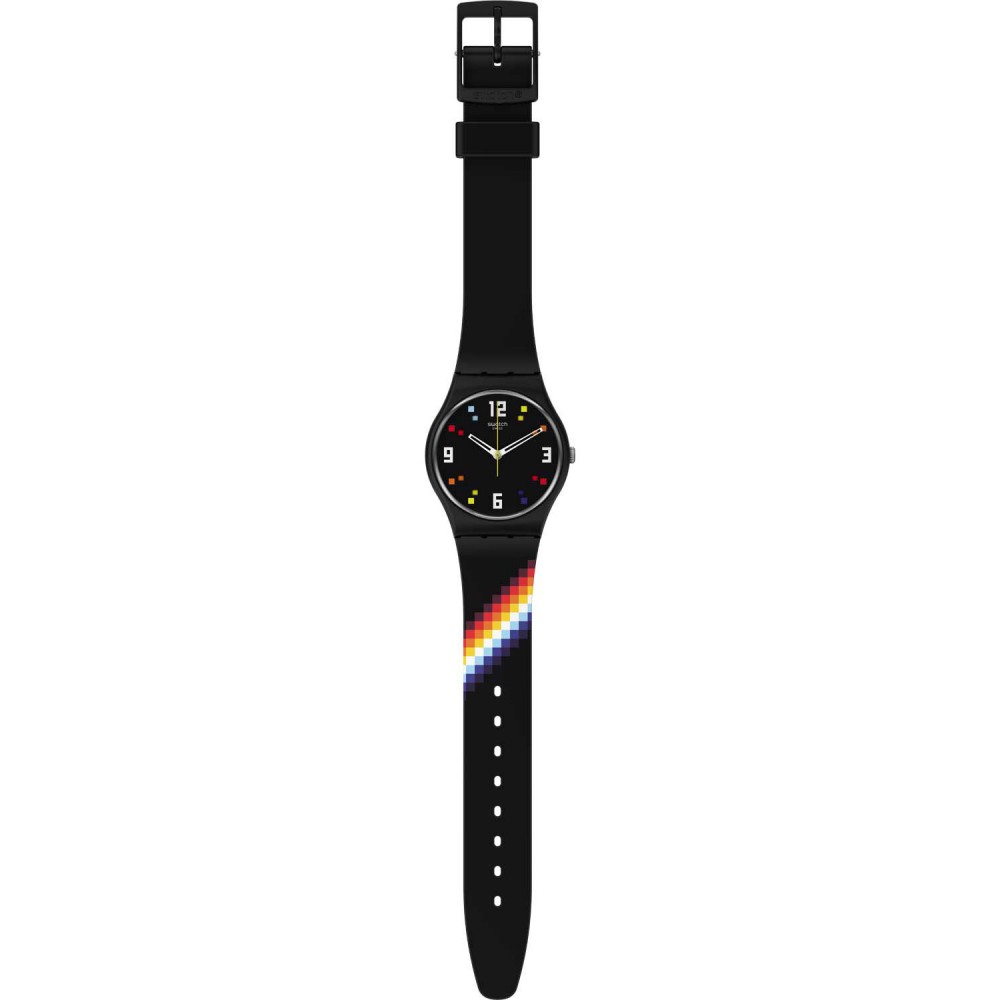 SWATCH BLACK CAROUSEL SQUARES Ρολόι μαύρο λουράκι σιλικόνης SO28B705