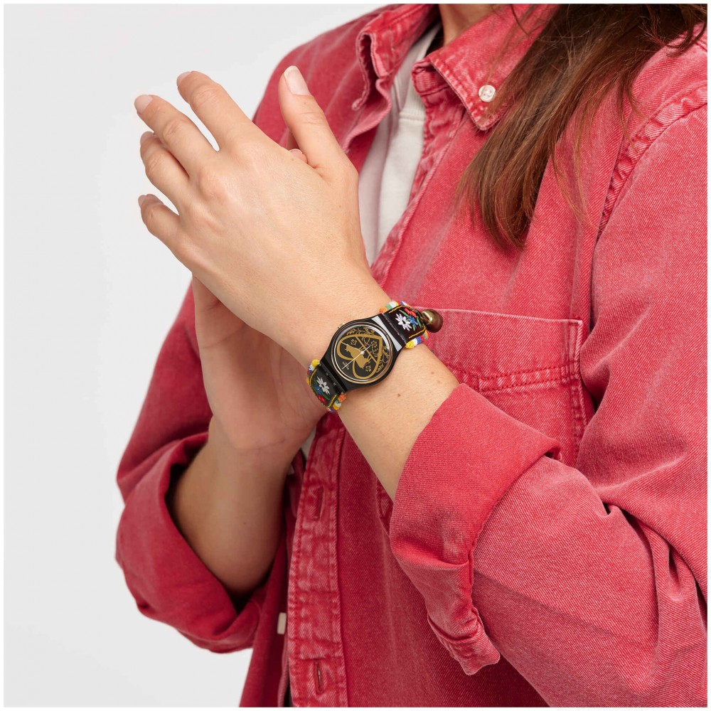 SWATCH DIE GLOCKE Ρολόι Unisex Μαύρο Δερμάτινο Λουράκι GB285