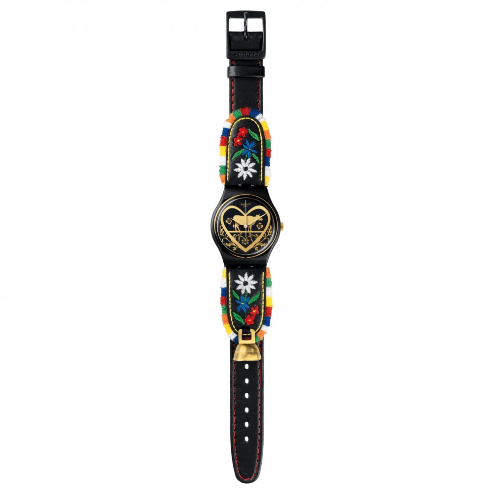 SWATCH DIE GLOCKE Ρολόι Unisex Μαύρο Δερμάτινο Λουράκι GB285
