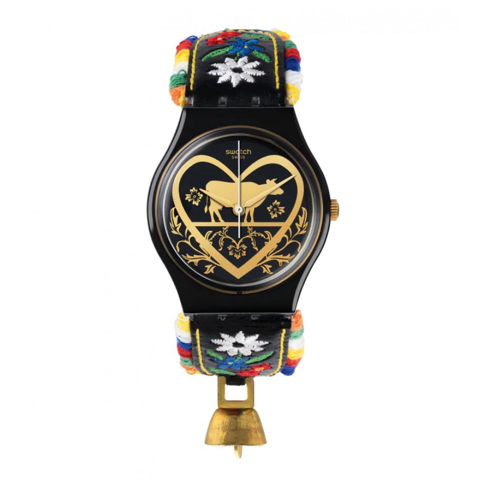 SWATCH DIE GLOCKE Ρολόι Unisex Μαύρο Δερμάτινο Λουράκι GB285