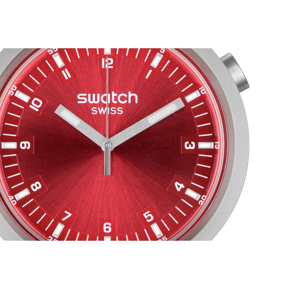 SWATCH SCARLET SHIMMER Unisex Ασημί Ανοξείδωτο Ατσάλι μπρασελέ SB07S104G