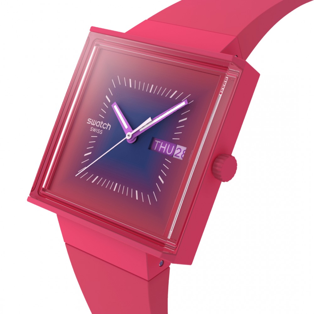 SWATCH SQUARELY BERRY Ρολόι Unisex Ροζ Βιολογικής Προέλευσης λουράκι SO34R700 SWATCH SQUARELY BERRY Ρολόι Unisex Ροζ Βιολογικής Προέλευσης λουράκι SO34R700