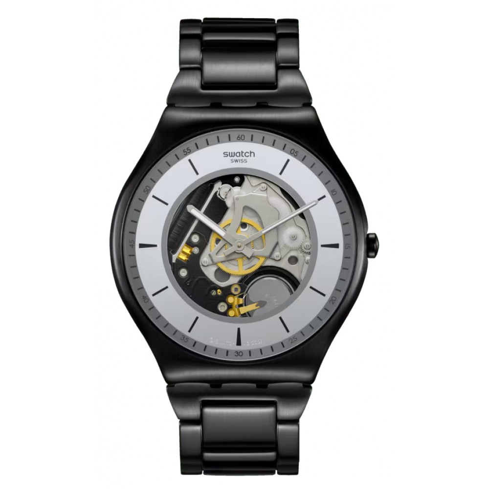 SWATCH TRAIN THE HANDS Ρολόι Unisex Μαύρο ανοξείδωτο ατσάλι μπρασελέ SS07B113G