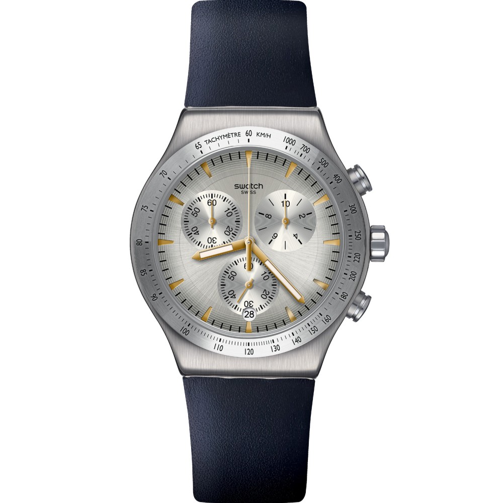 SWATCH DARKMEBLUE Unisex Ρολόι Χρονογράφος Μπλε Δερμάτινο Λουράκι YVS460 SWATCH DARKMEBLUE Unisex Ρολόι Χρονογράφος Μπλε Δερμάτινο Λουράκι YVS460