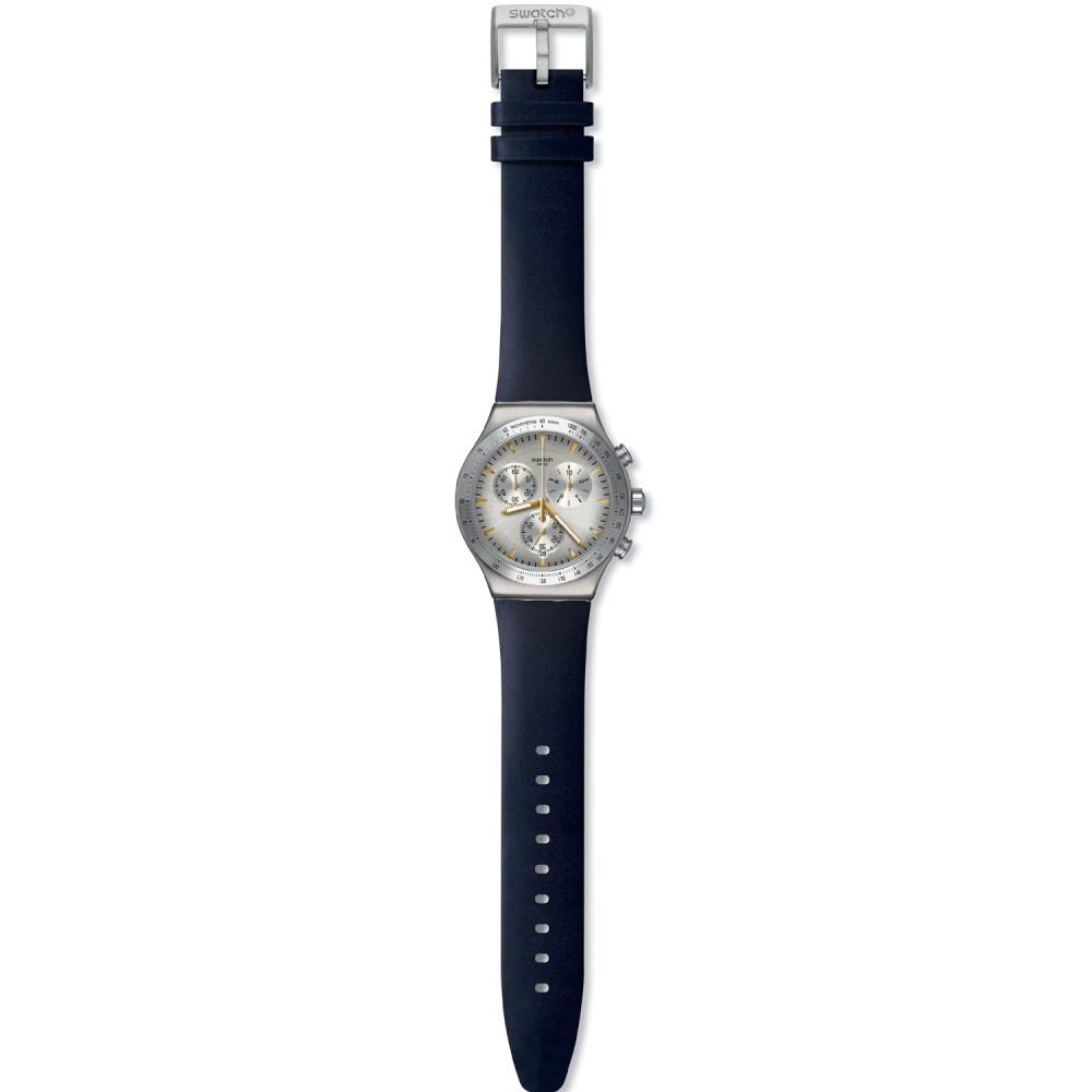 SWATCH DARKMEBLUE Unisex Ρολόι Χρονογράφος Μπλε Δερμάτινο Λουράκι YVS460 SWATCH DARKMEBLUE Unisex Ρολόι Χρονογράφος Μπλε Δερμάτινο Λουράκι YVS460