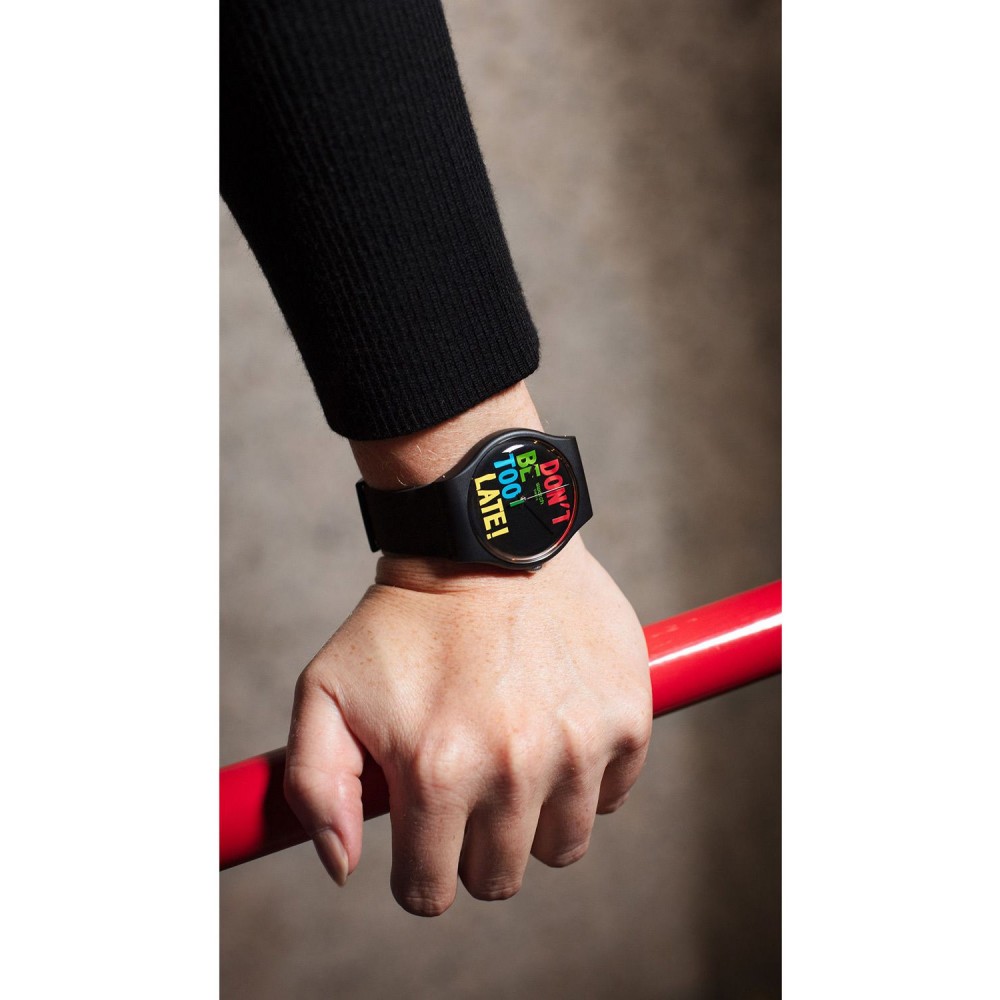 SWATCH TIMEFORTIME Ρολόι Μαύρο λουράκι πλαστικό βιολογικής προέλευσης SO29B100