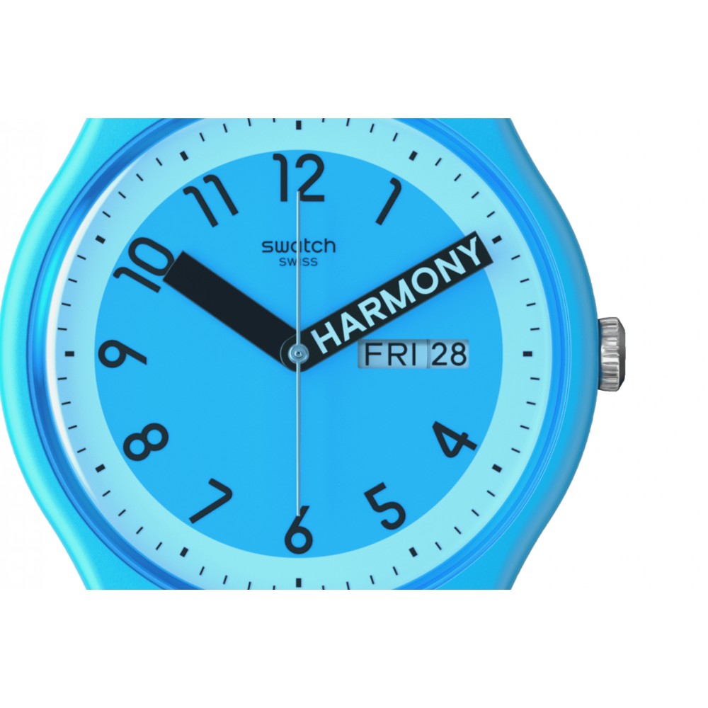 SWATCH PROUDLY BLUE Unisex Ρολόι Μπλε Λουράκι Σιλικόνης SO29S702