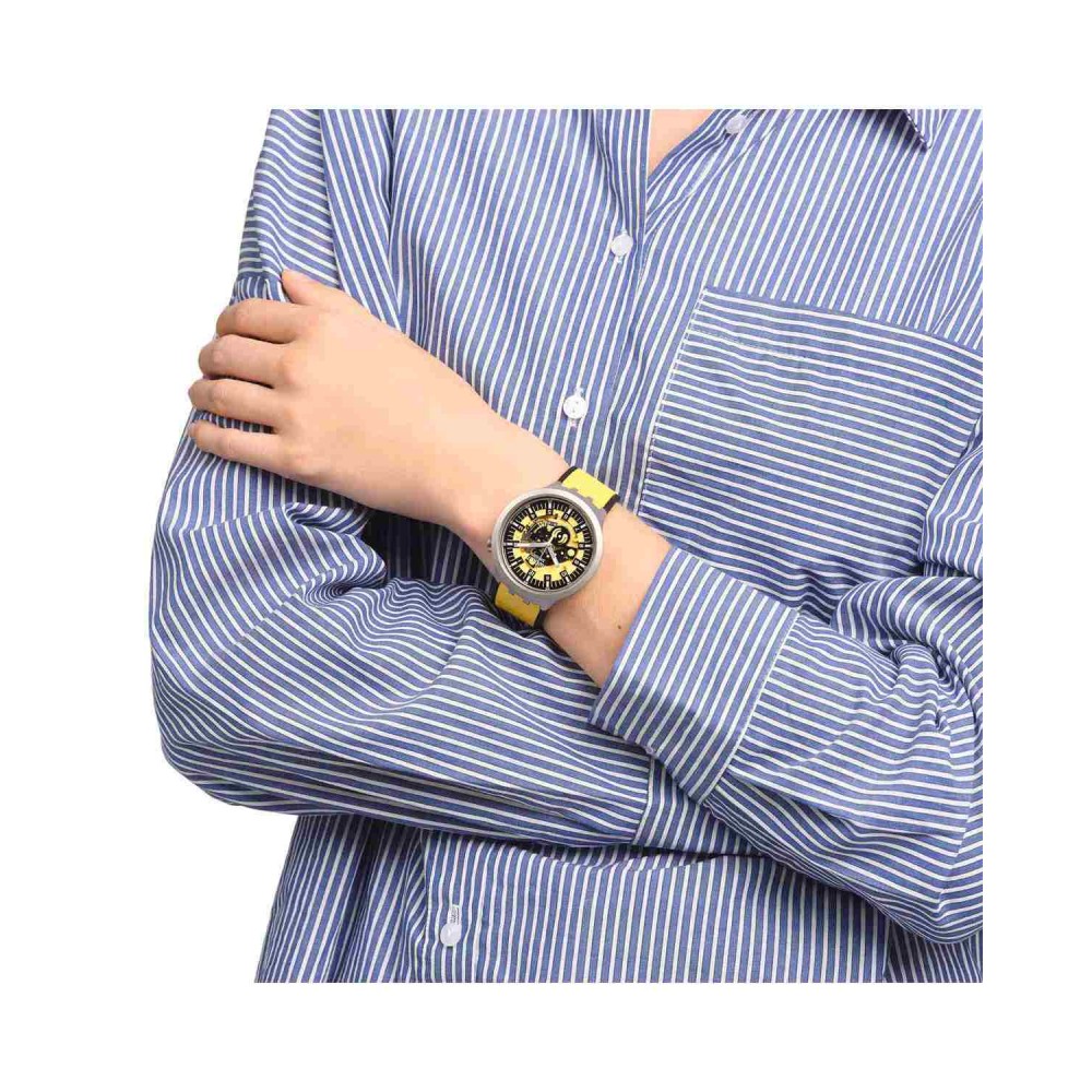 SWATCH BOLDEN YELLOW Unisex Κίτρινο/Μαύρο Λουράκι Σιλικόνης SB07S109