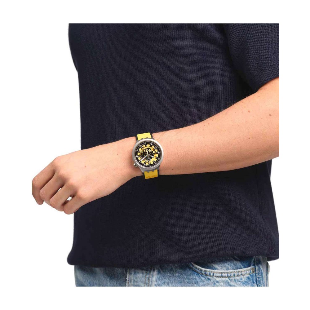SWATCH BOLDEN YELLOW Unisex Κίτρινο/Μαύρο Λουράκι Σιλικόνης SB07S109