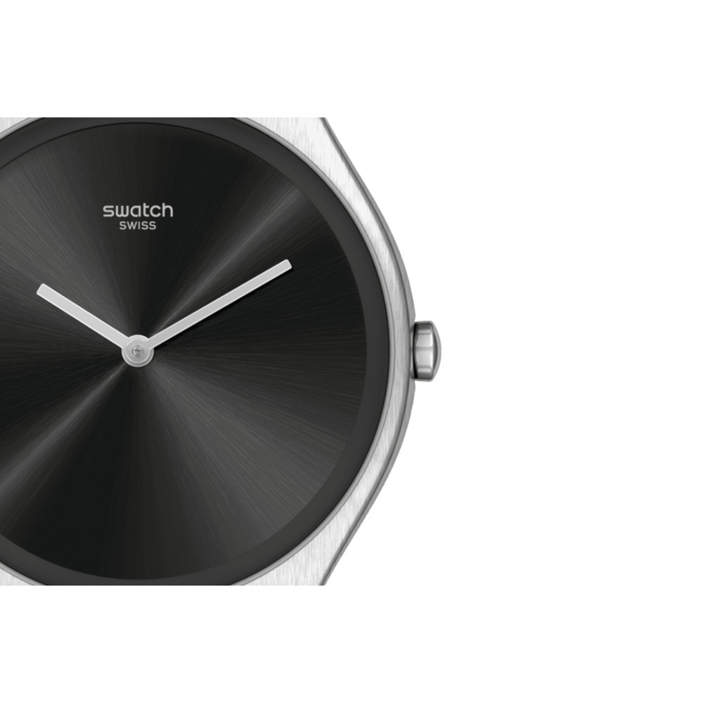 SWATCH BLACK QUILTED Ρολόι Γυναικείο Μαύρο Δερμάτινο Λουράκι SYXS136