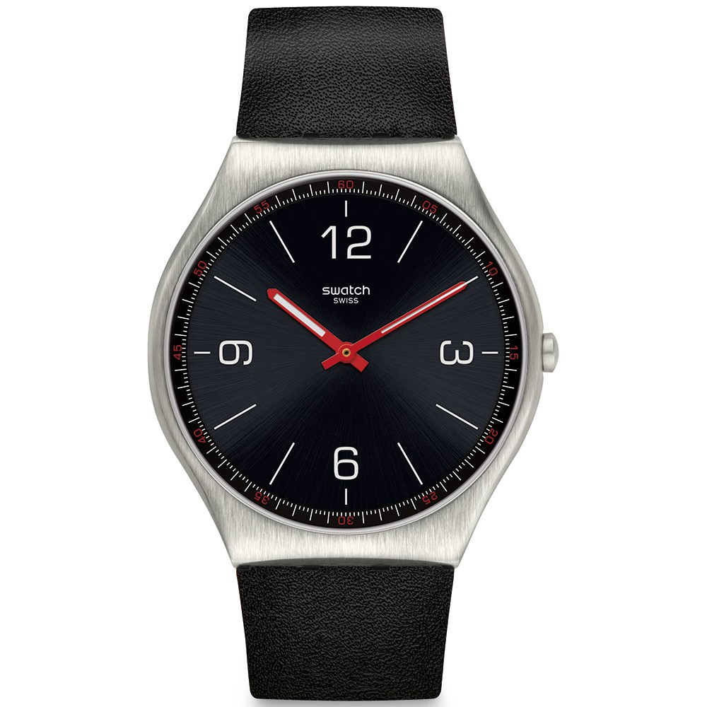 SWATCH SKINBLACK Μαύρο δερμάτινο λουρί SS07S100