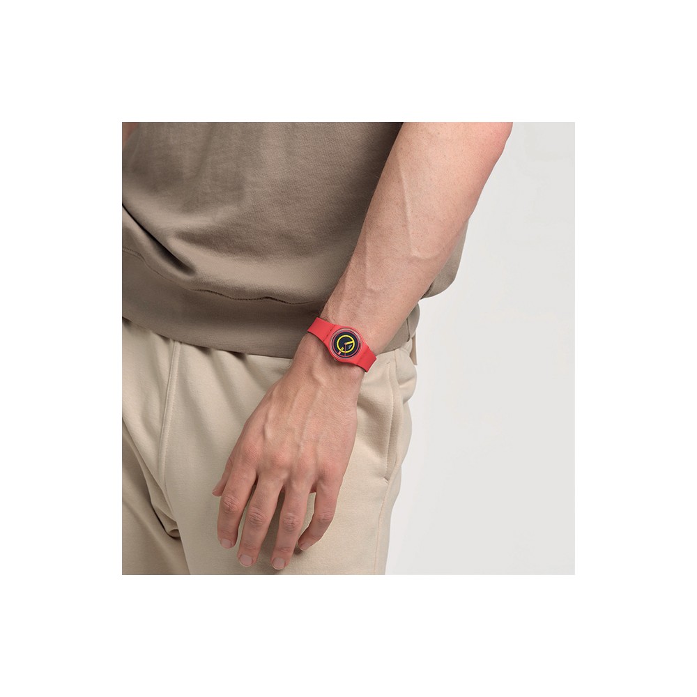 SWATCH CONCENTRIC RED Ρολόι Κόκκινο λουράκι σιλικόνης SO28R702