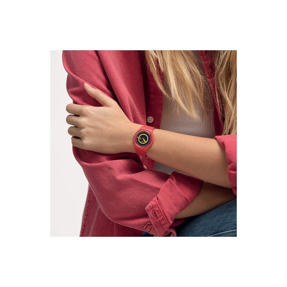 SWATCH CONCENTRIC RED Ρολόι Κόκκινο λουράκι σιλικόνης SO28R702
