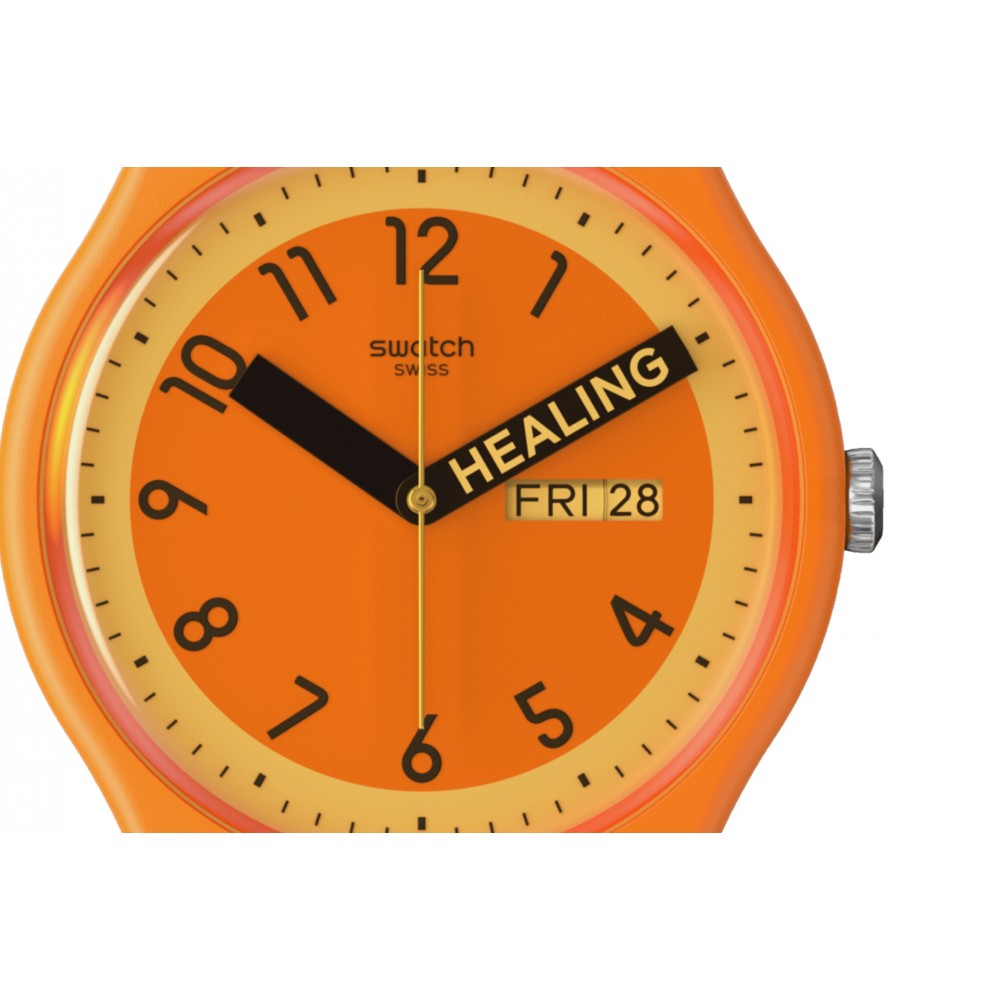 SWATCH PROUDLY ORANGE Unisex Ρολόι Πορτοκαλί Λουράκι Σιλικόνης  SO29O700
