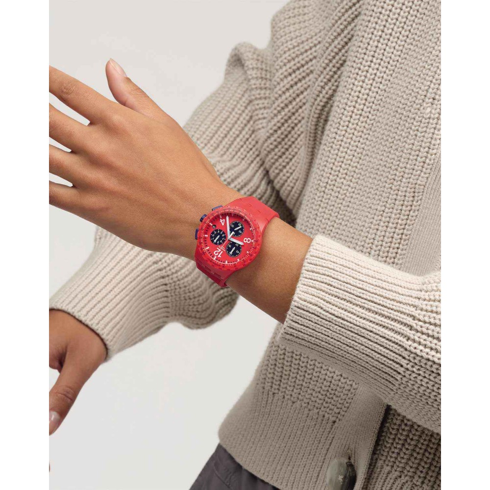 SWATCH PRIMARILY RED Unisex Ρολόι Κόκκινο Λουράκι Σιλικόνης SUSR407