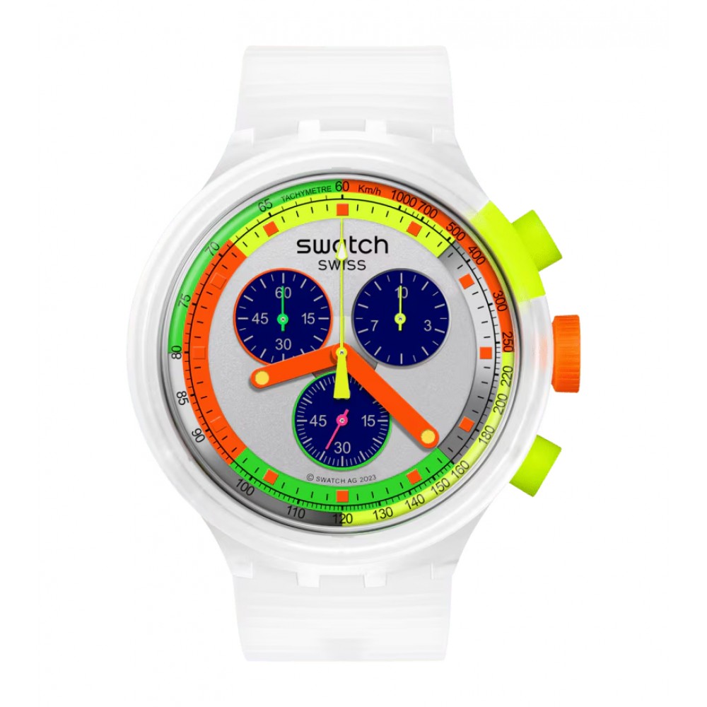 SWATCH NEON JELLY Χρονογράφος Unisex Ματ Διάφανο Λουράκι Σιλικόνης SB02K100