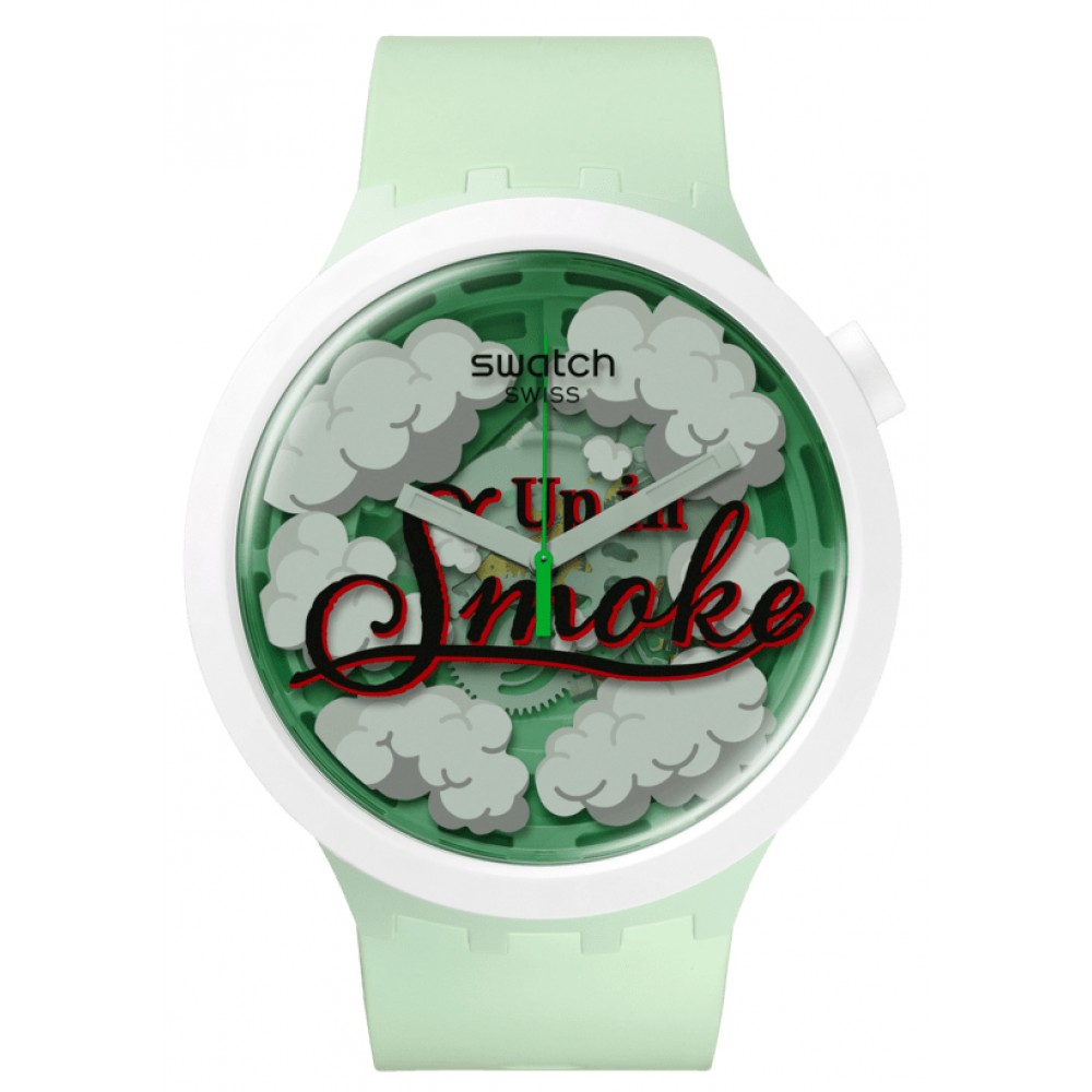 SWATCH UP IN SMOKEUP IN SMOKE Ρολόι Πράσινο Λουράκι Σιλικόνης SB03Z103