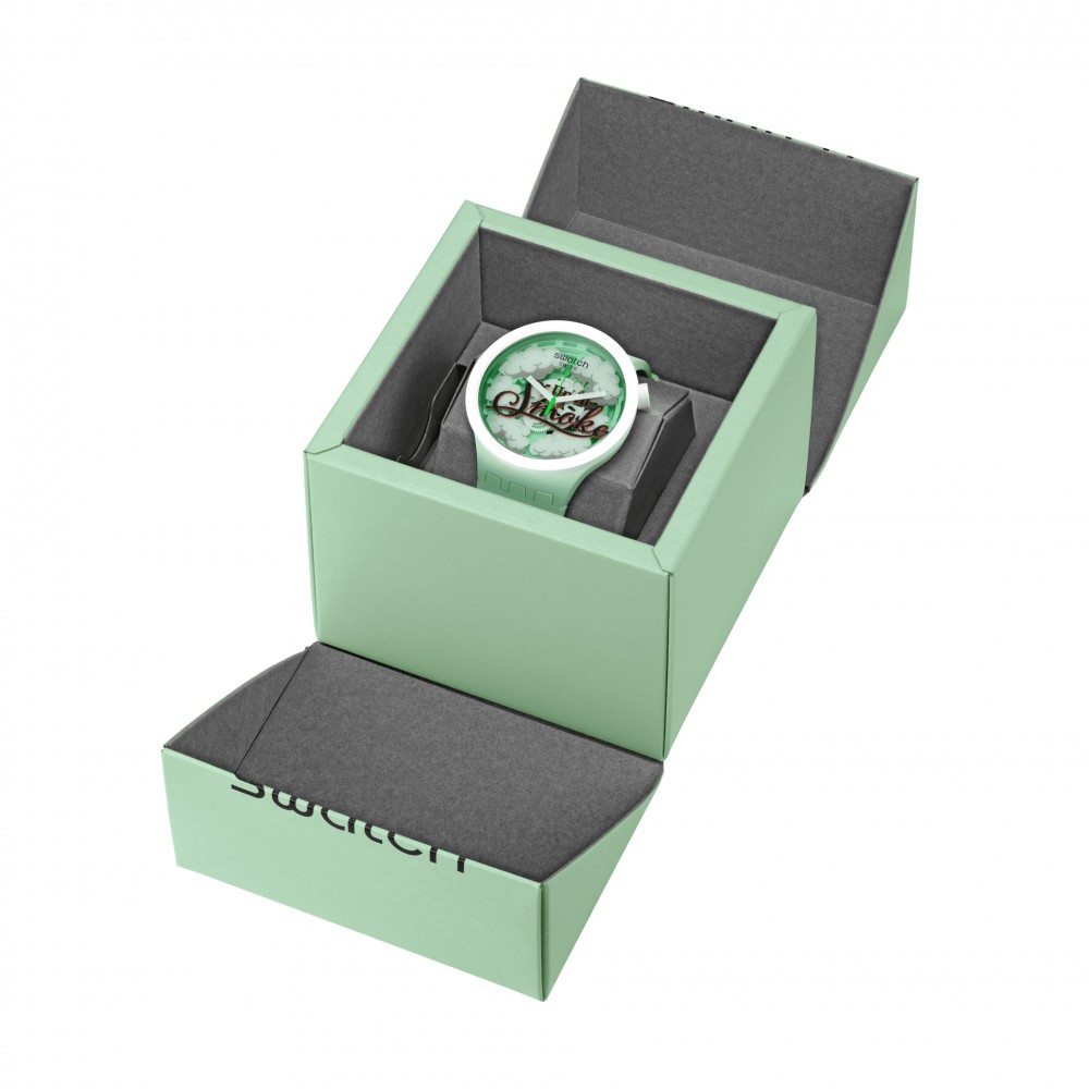 SWATCH UP IN SMOKEUP IN SMOKE Ρολόι Πράσινο Λουράκι Σιλικόνης SB03Z103