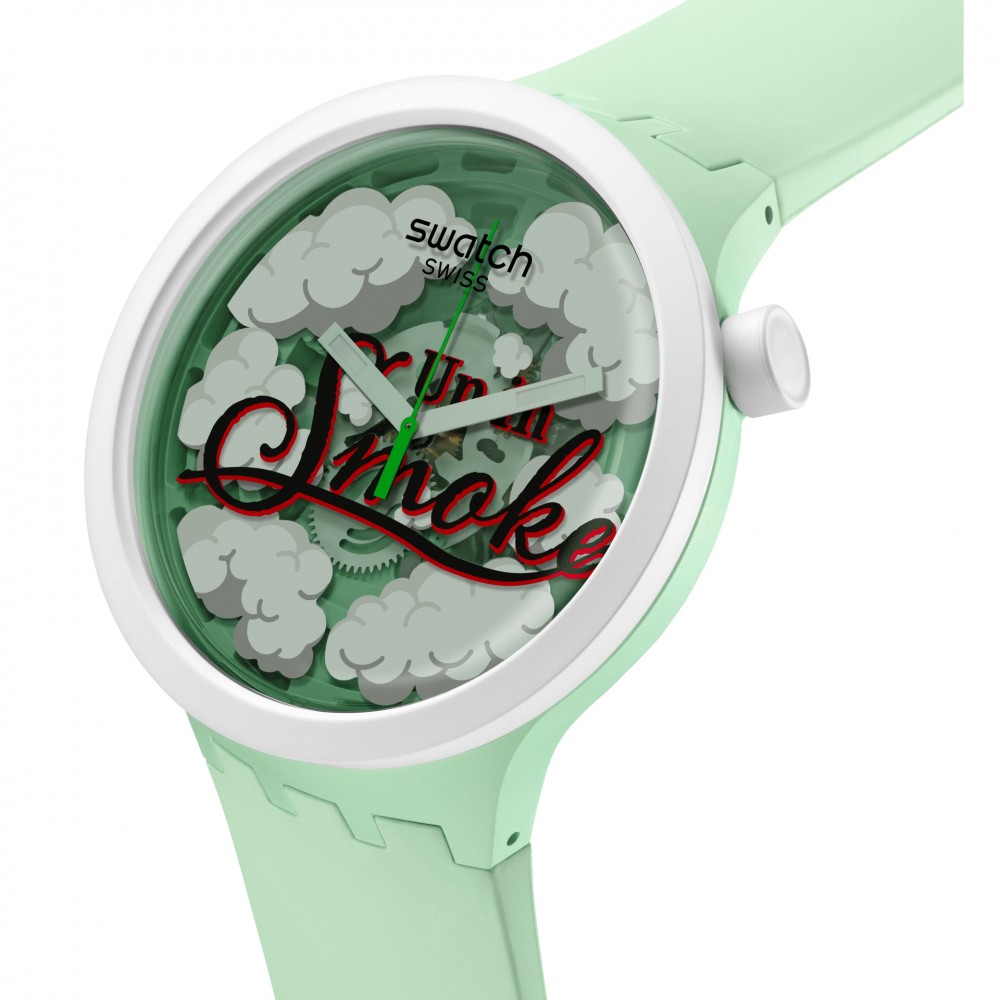 SWATCH UP IN SMOKEUP IN SMOKE Ρολόι Πράσινο Λουράκι Σιλικόνης SB03Z103