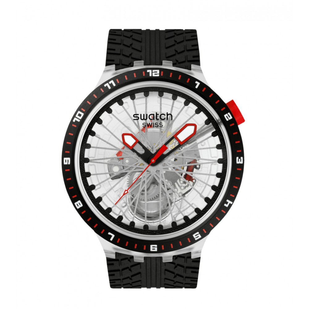 SWATCH THE PILGRIM - TREAD ON IT Ρολό Unisex Μαύρο λουράκι Σιλικόνης SB05K103