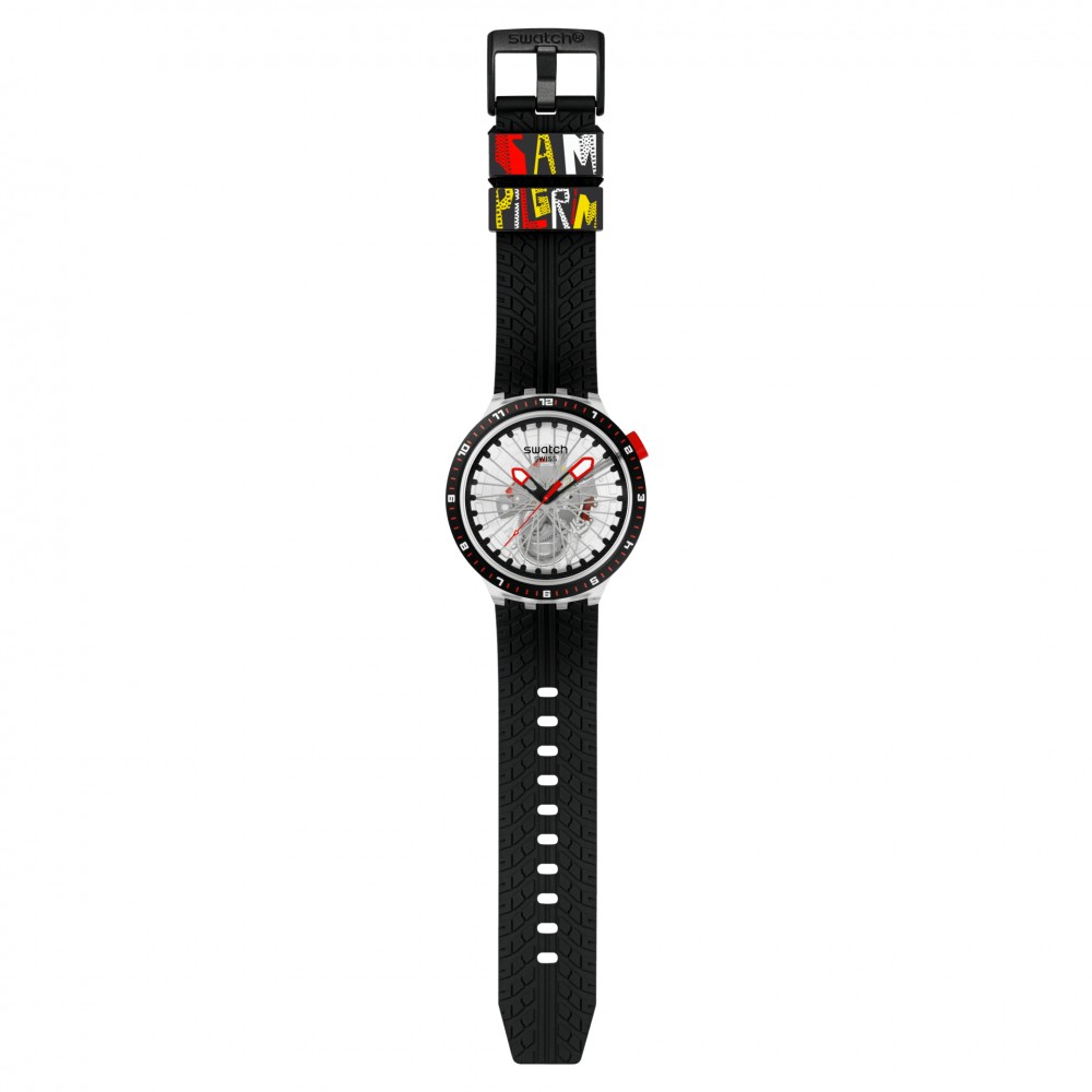 SWATCH THE PILGRIM - TREAD ON IT Ρολό Unisex Μαύρο λουράκι Σιλικόνης SB05K103