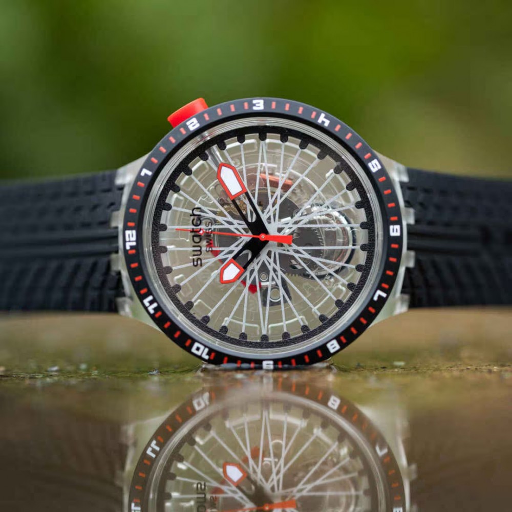 SWATCH THE PILGRIM - TREAD ON IT Ρολό Unisex Μαύρο λουράκι Σιλικόνης SB05K103