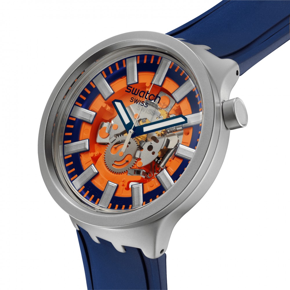 SWATCH ORANGE IN THE WORKS Unisex Μπλε Λουράκι Σιλικόνης SB07S114