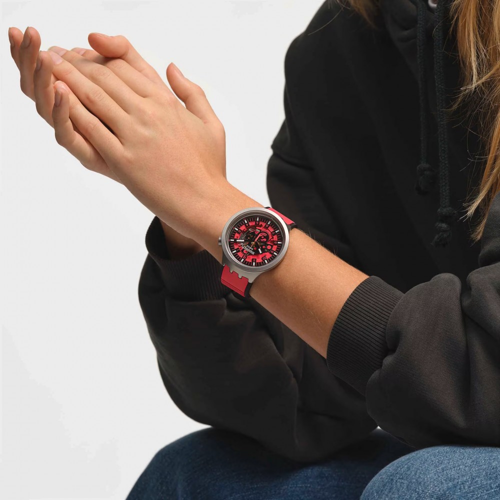 SWATCH RED JUICY Unisex Κόκκινο Λουράκι Σιλικόνης SB07S110