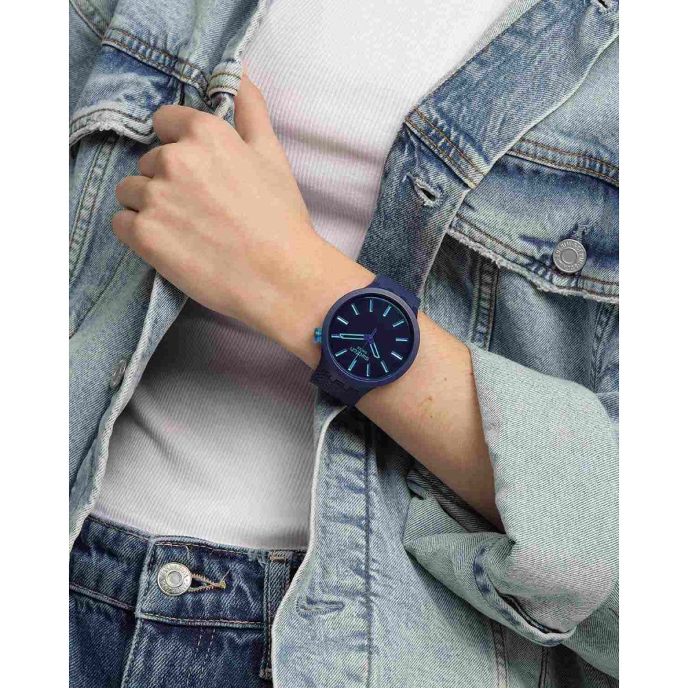 SWATCH INDIGO GLOW Ρολόι Μπλε Λουράκι Βιολογικής Προέλευσης SB05N113