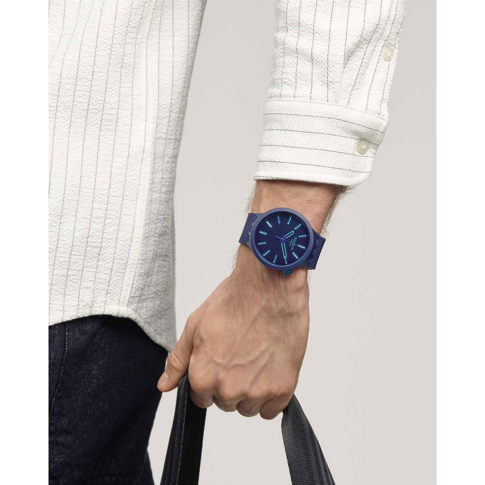 SWATCH INDIGO GLOW Ρολόι Μπλε Λουράκι Βιολογικής Προέλευσης SB05N113