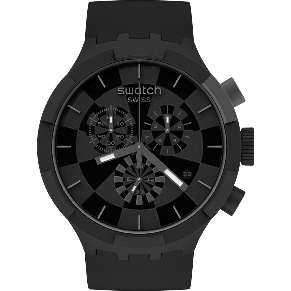 SWATCH CHECKPOINT BLACK ΡΟΛΟΙ Χρονογράφος Unisex Μαύρο Λουράκι Σιλικόνης SB02B400  