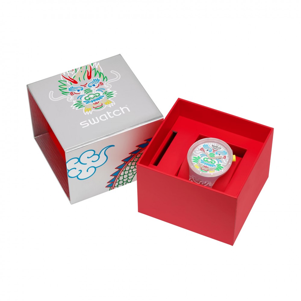SWATCH DRAGON IN CLOUD Ρολόι Διαφάνο Λουράκι Σιλικόνης SB05Z102