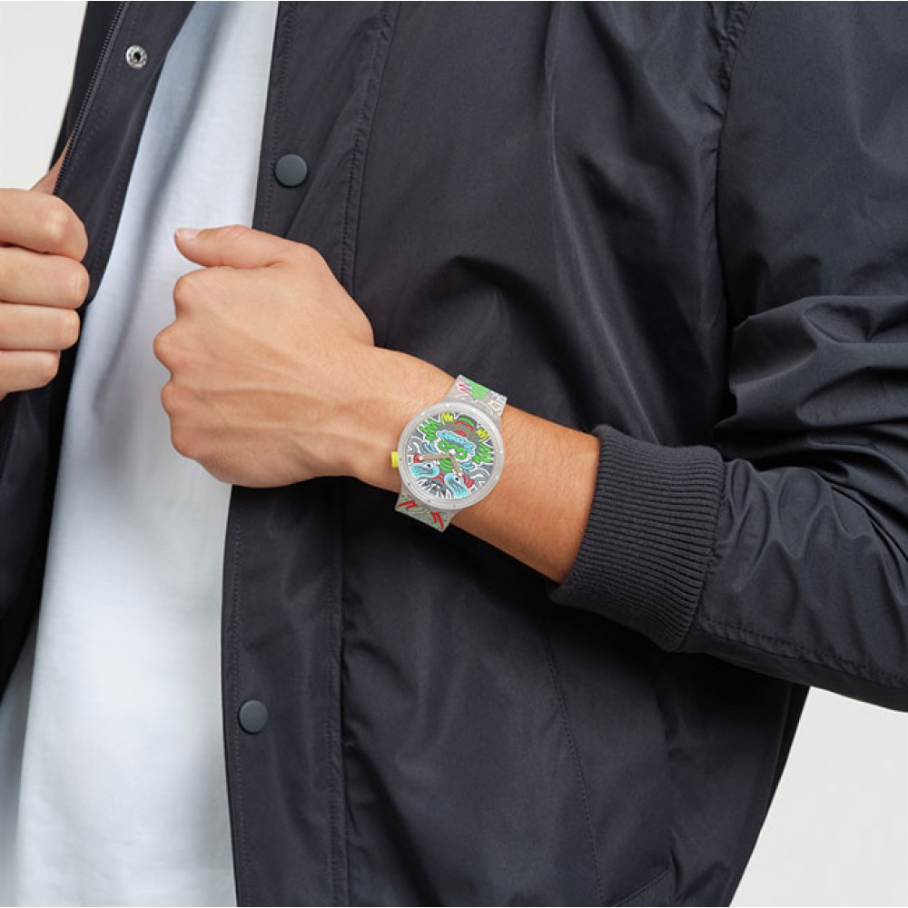SWATCH DRAGON IN CLOUD Ρολόι Διαφάνο Λουράκι Σιλικόνης SB05Z102