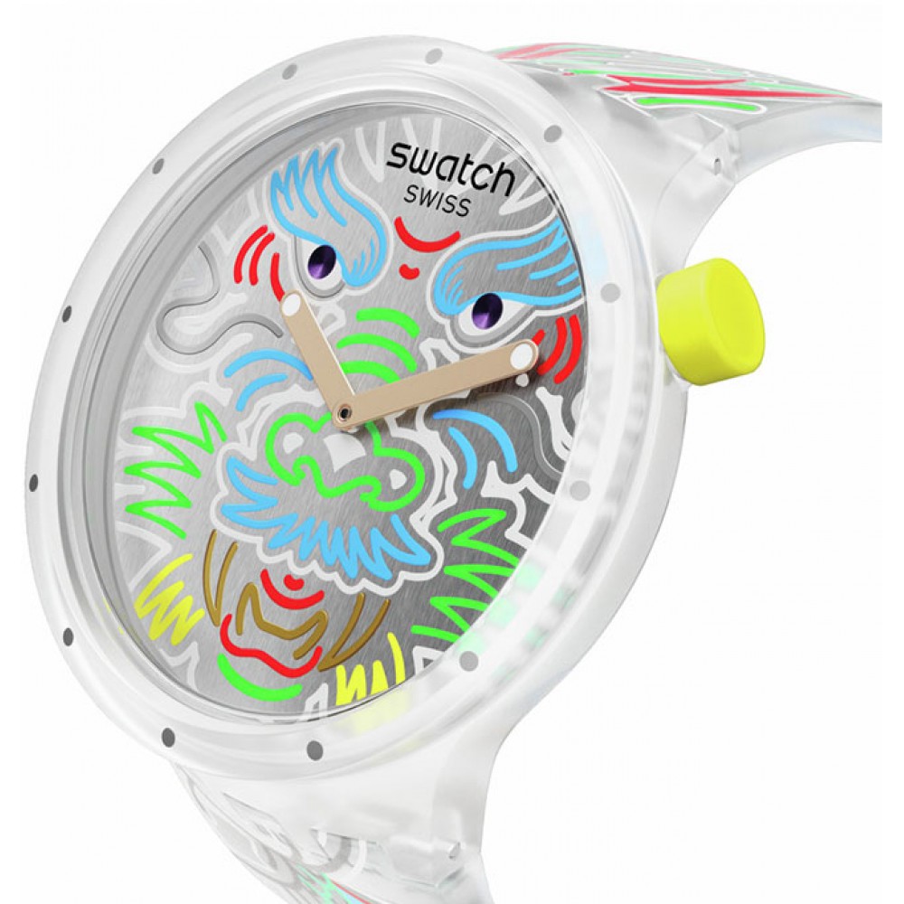 SWATCH DRAGON IN CLOUD Ρολόι Διαφάνο Λουράκι Σιλικόνης SB05Z102