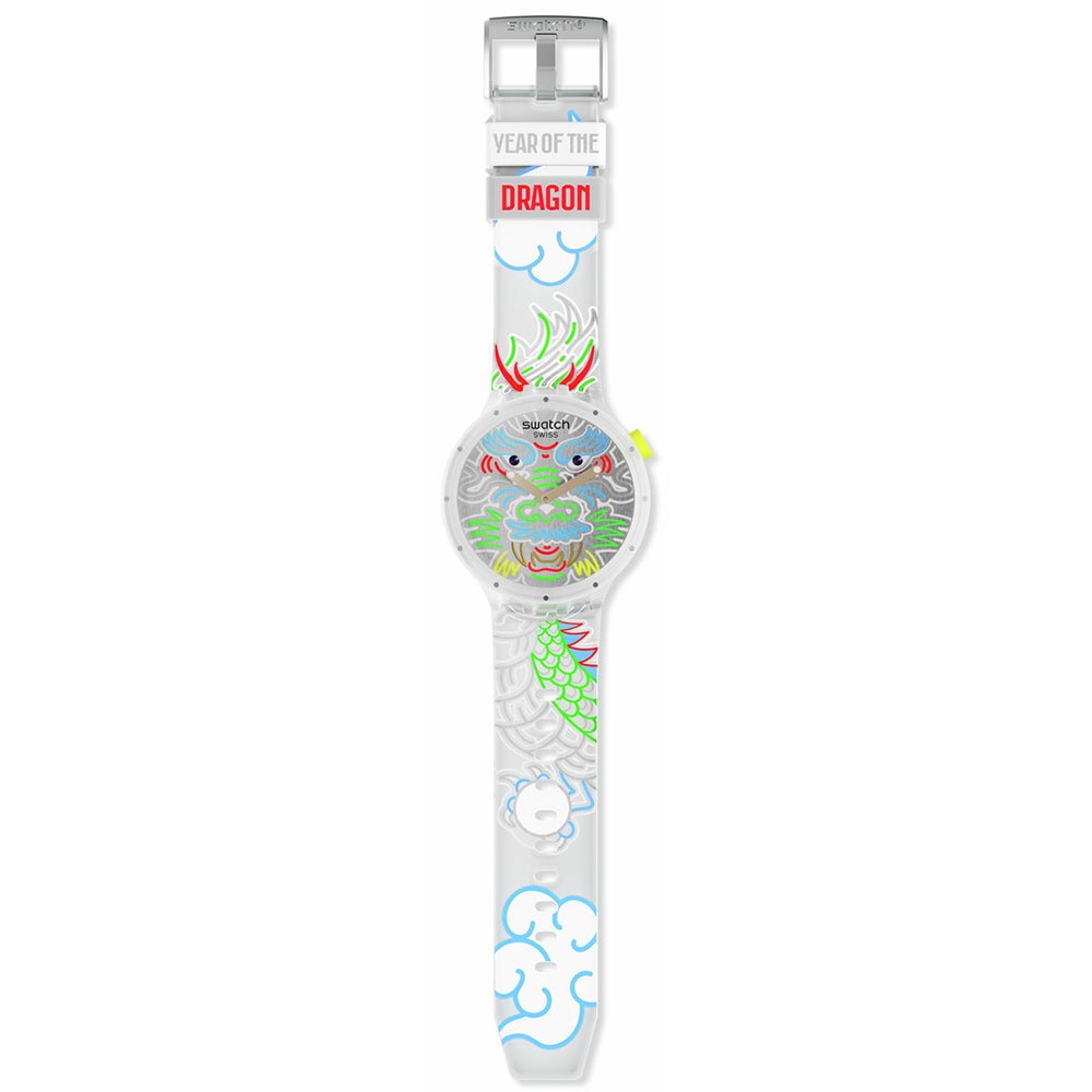 SWATCH DRAGON IN CLOUD Ρολόι Διαφάνο Λουράκι Σιλικόνης SB05Z102