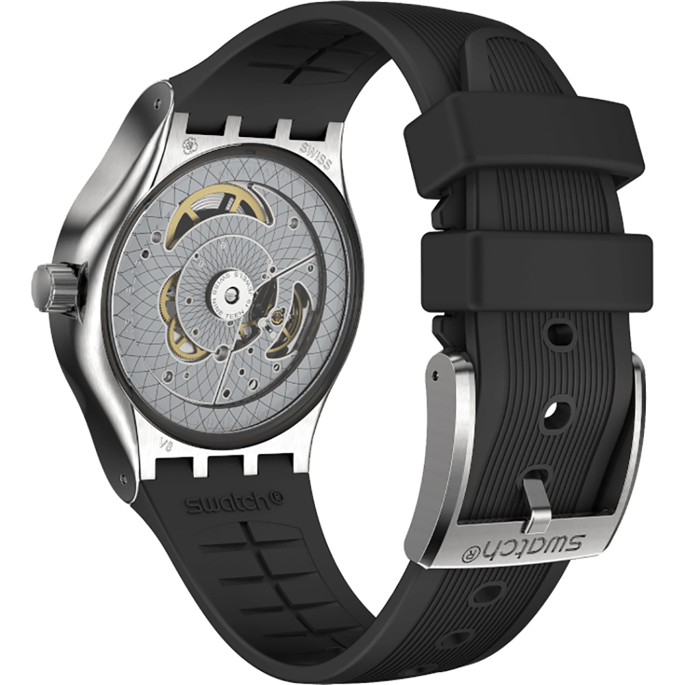  SWATCH SISTEM THROUGH AGAIN Automatic Ρολόι Ανδρικό Μαύρο Καουτσούκ Λουράκι YIS431